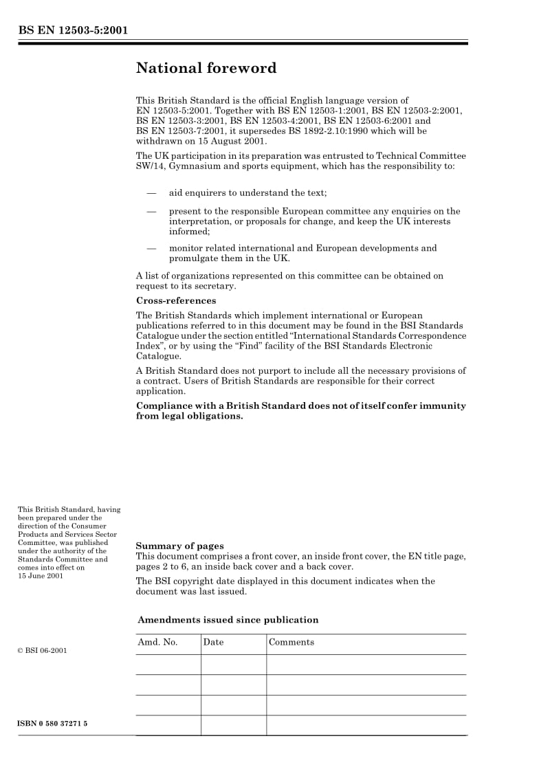 BS EN 12503-5-2001 Sports mats. Determination of the base friction1.pdf_第2页