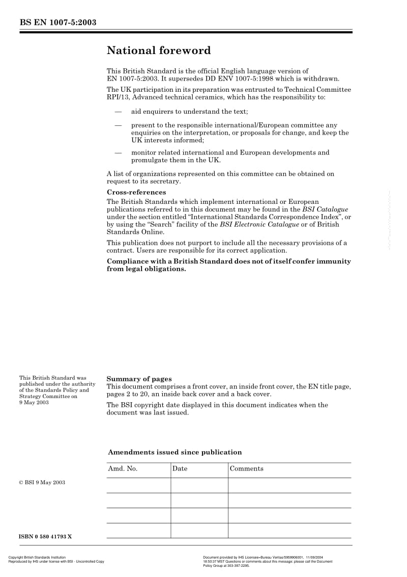 BS EN 1007-5-2003 Advanced technical ceramics — Ceramic composites — Methods of test for reinforcements — Part 5 Determination of.pdf_第2页