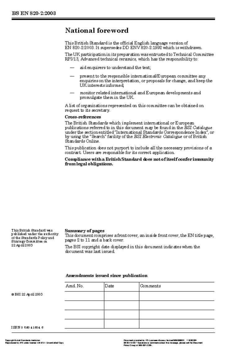 BS EN 820-2-2003 Advanced technical ceramics — Methods of testing monolithic ceramics — Thermo-mechanical properties.pdf_第2页