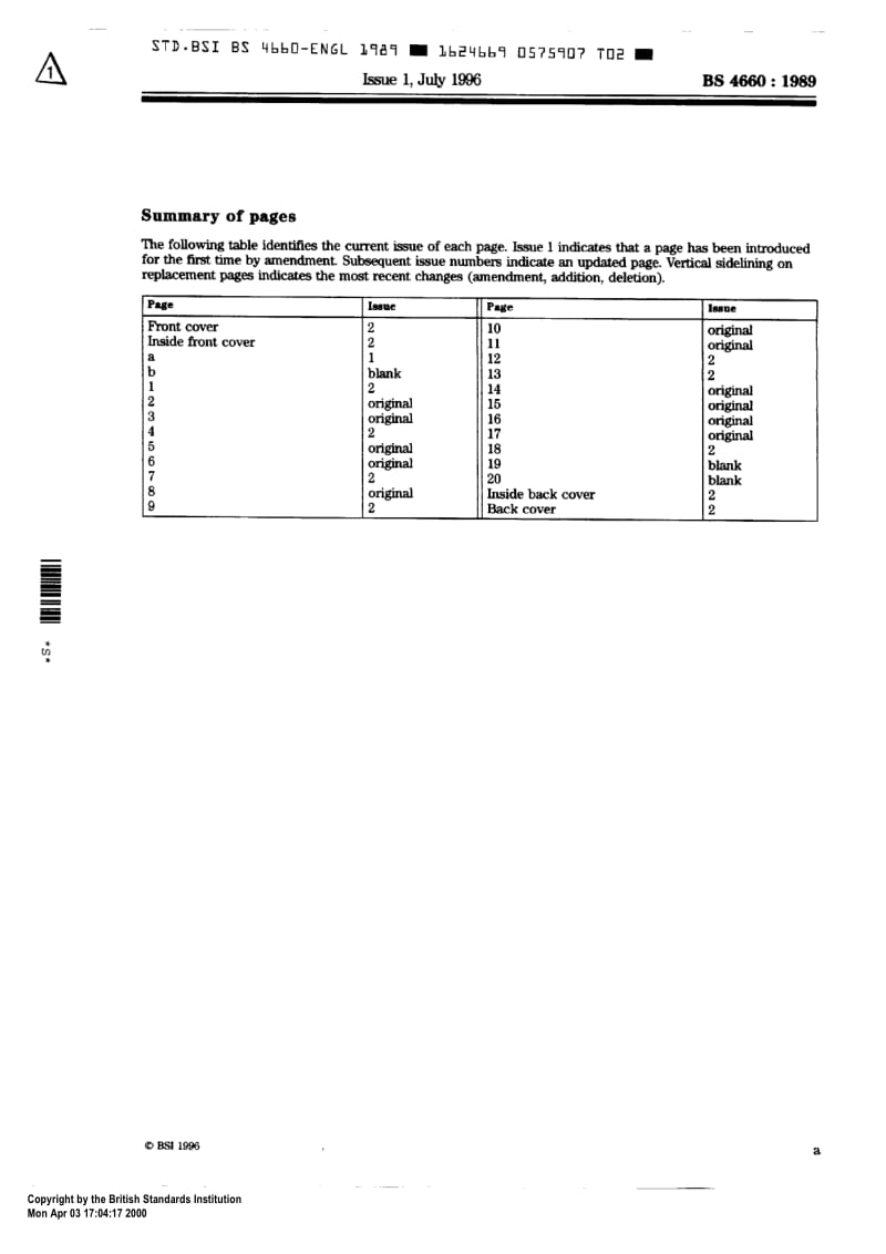 BS 4660-1989 Specification for Unplasticized polyvinyl chloride (PVC-U) pipes and plastics fittings of nominal sizes 110 and 160 for below ground gravity drainage and sewerage.pdf_第3页