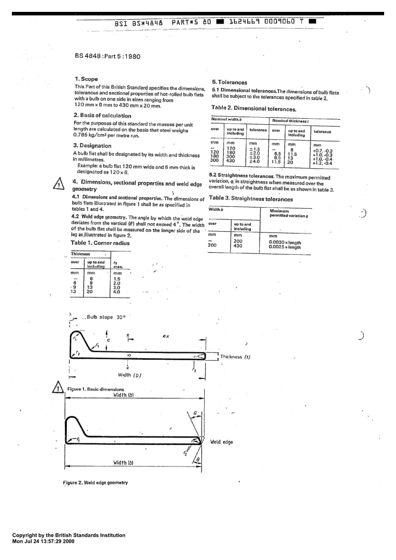 BS 4848-5-1980 Hot-rolled structural steel sections. Bulb flats.pdf_第2页