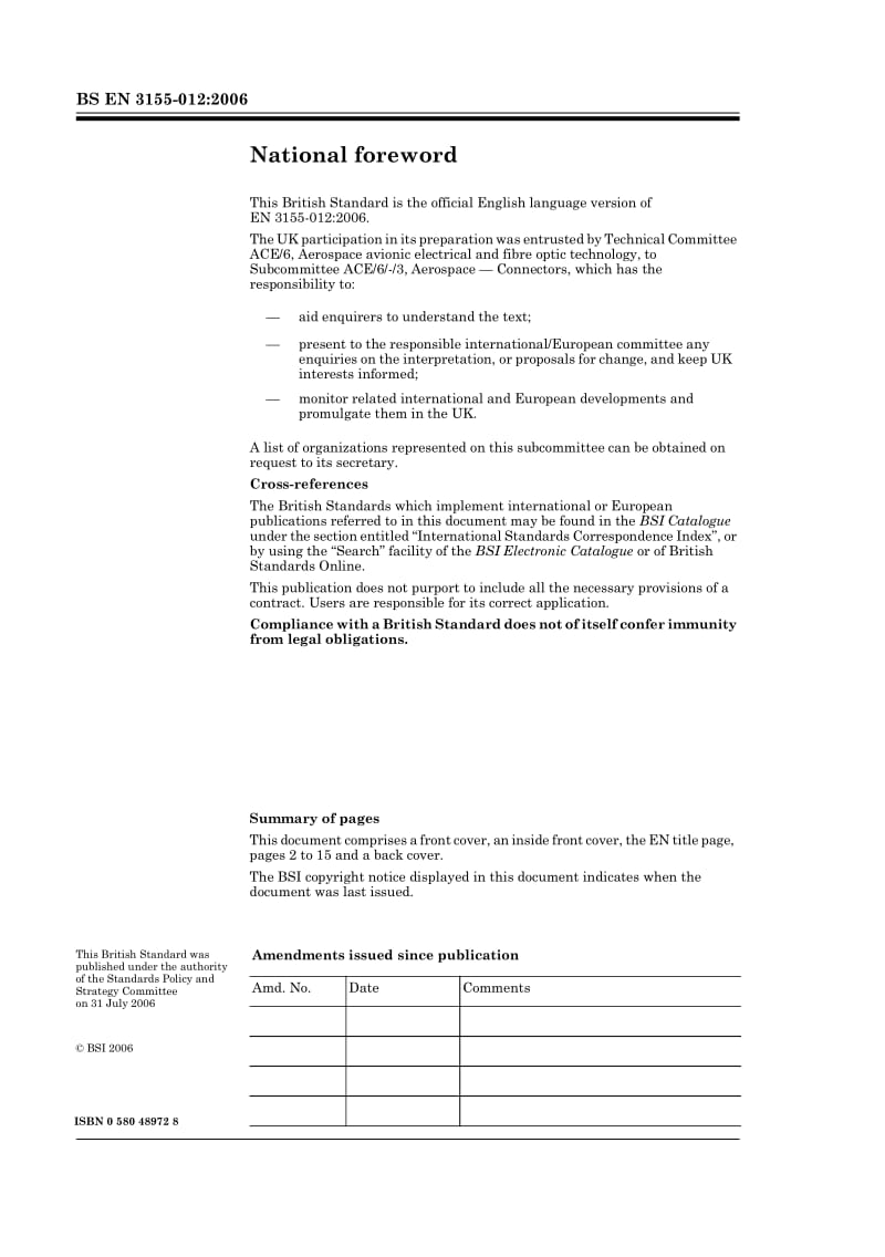 BS EN 3155-012-2006 航空航天系列.用于连接部件的电连接器.R级、焊接、D型、尺寸8、三轴插头电连接器.产品标准.pdf_第2页