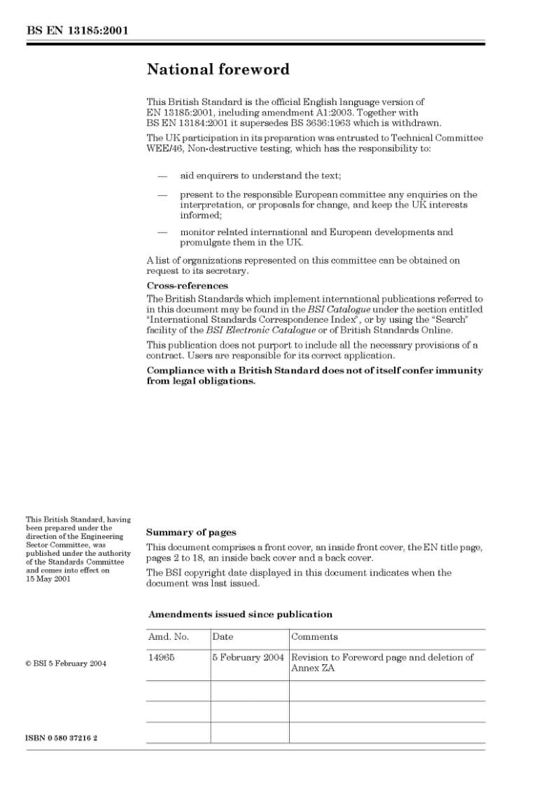 BS EN 13185-2001 Non-destructive testing. Leak testing. Tracer gas method.pdf_第2页