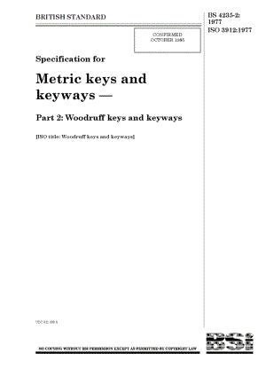 BS 4235-2-1977 Specification for metric keys and keyways. Woodruff keys and keyways..pdf