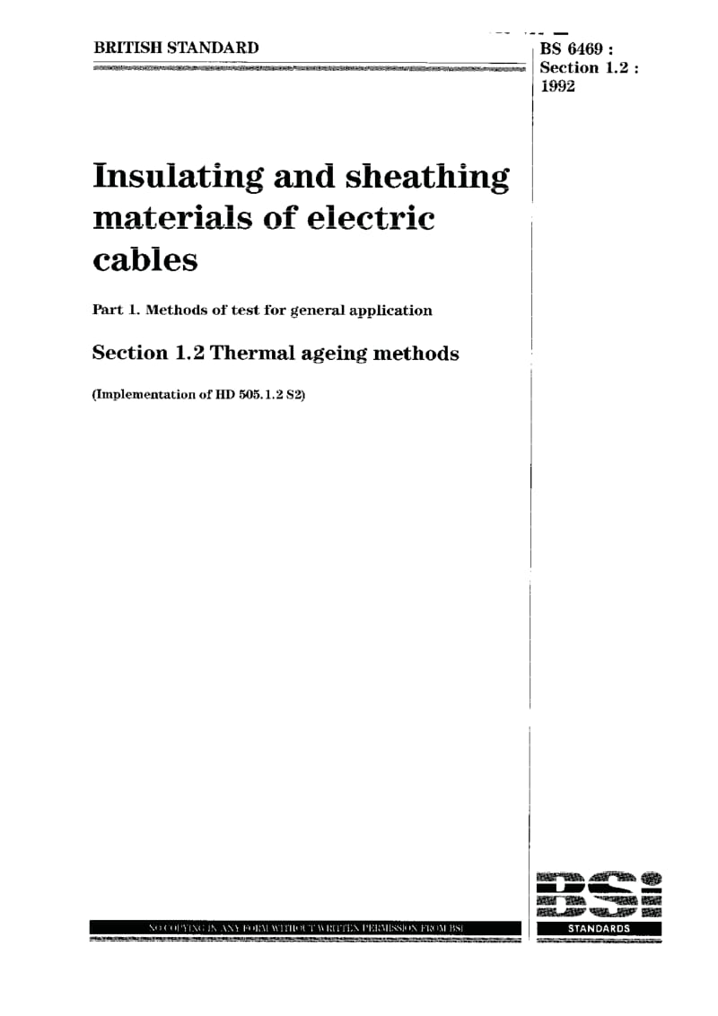 BS 6469 Sec 1.2-1992 Insulating and sheath- ing materials of elec- tric cables Part 1—. Methods of test for general application.pdf_第1页