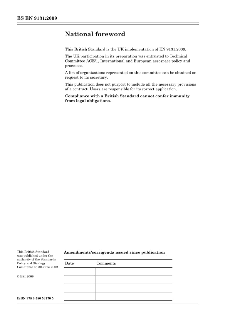 BS EN 9131-2009 Aerospace series — Quality management systems — Nonconformance documentation.pdf_第2页