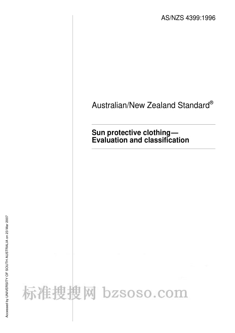 AS NZS 4399-1996 Sun protective clothing- Evaluation and classification.pdf_第1页