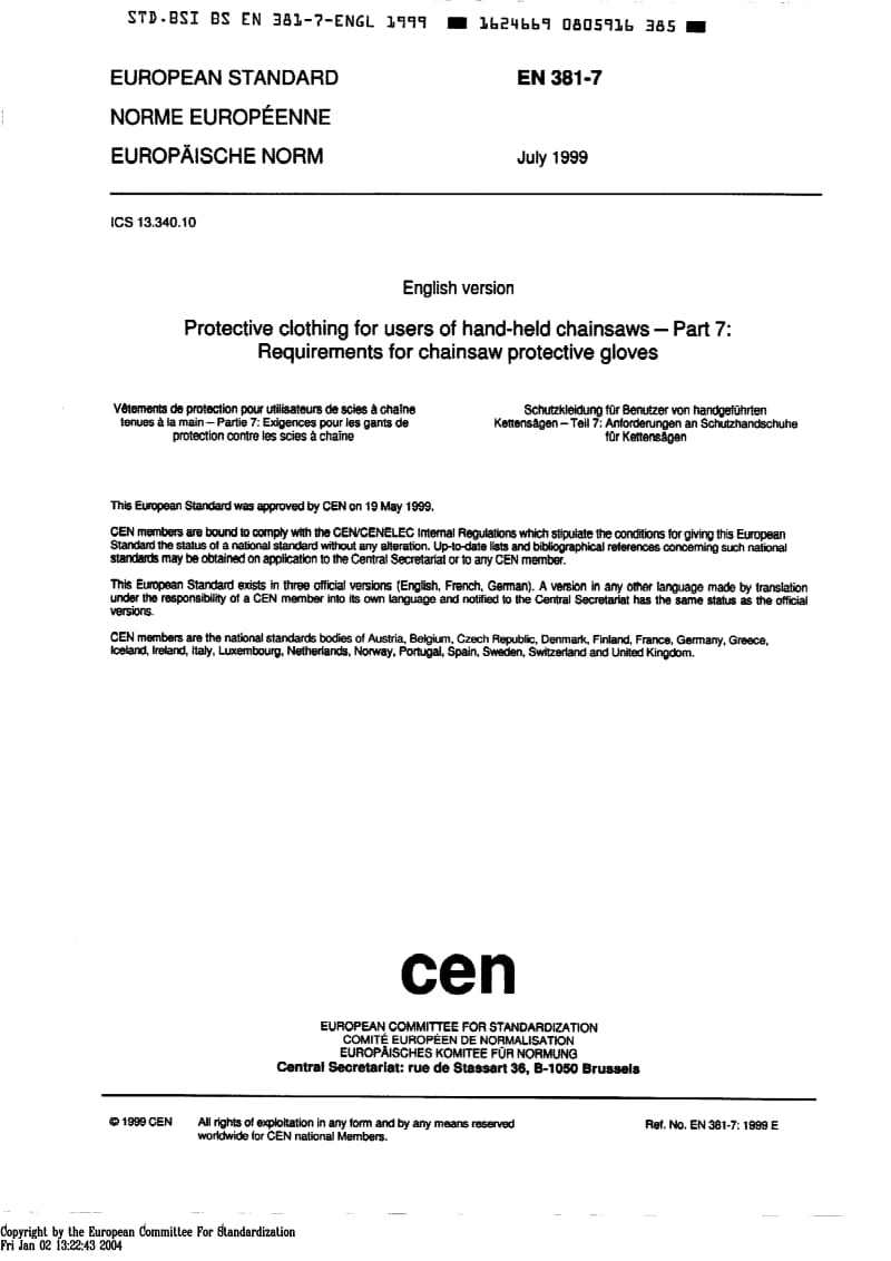 BS EN 381-7-1999 手持式链锯使用者用防护服.链锯防护手套的要求.pdf_第3页