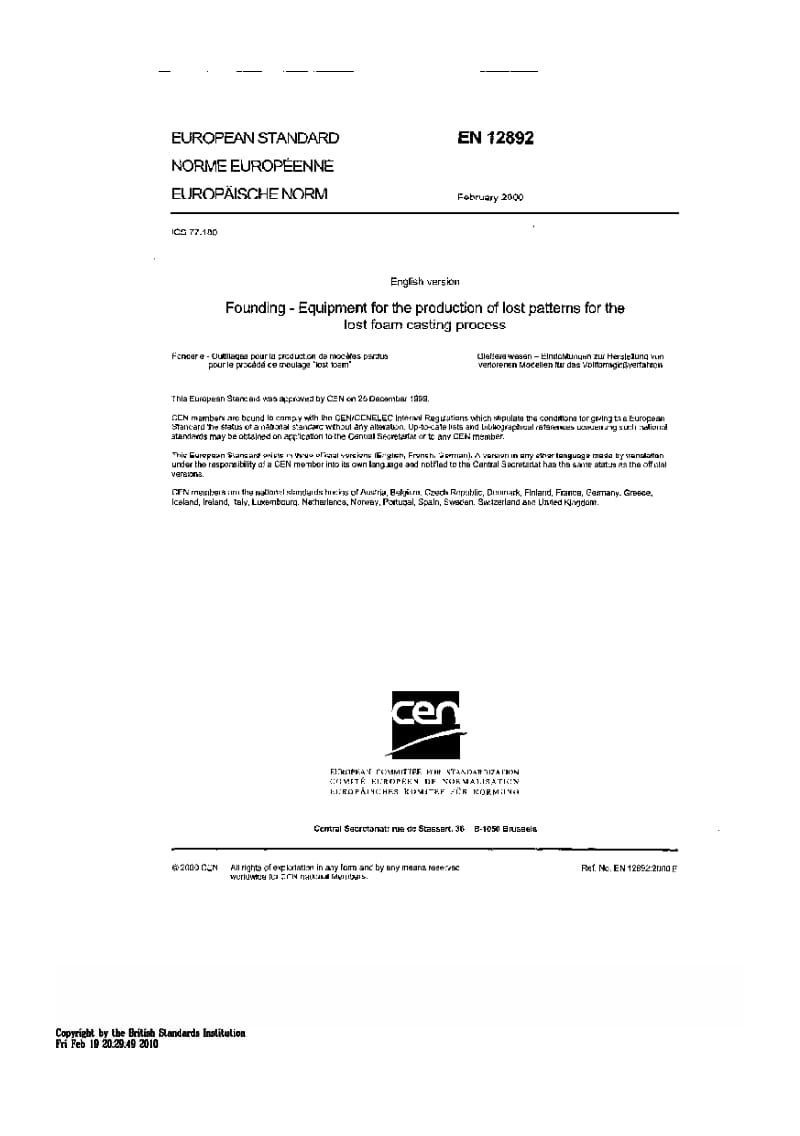 BS EN 12892-2000 铸造.漏泡铸造过程用铸模生产设备1.pdf_第3页