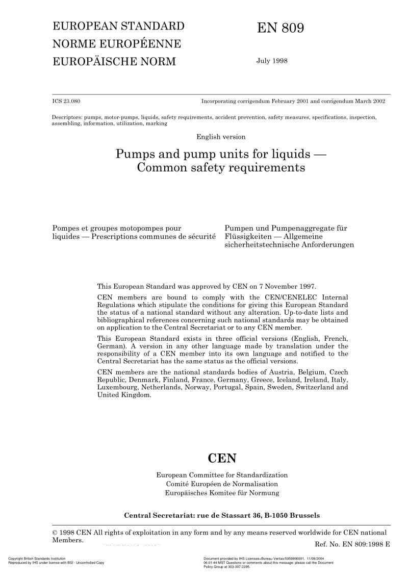 BS EN 809-1998 pumps and pump units for liquids-common safety requiremnts1.pdf_第3页