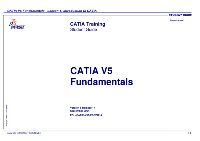 CATIA Training--CATIA V5 Fundamentals.pdf_第1页