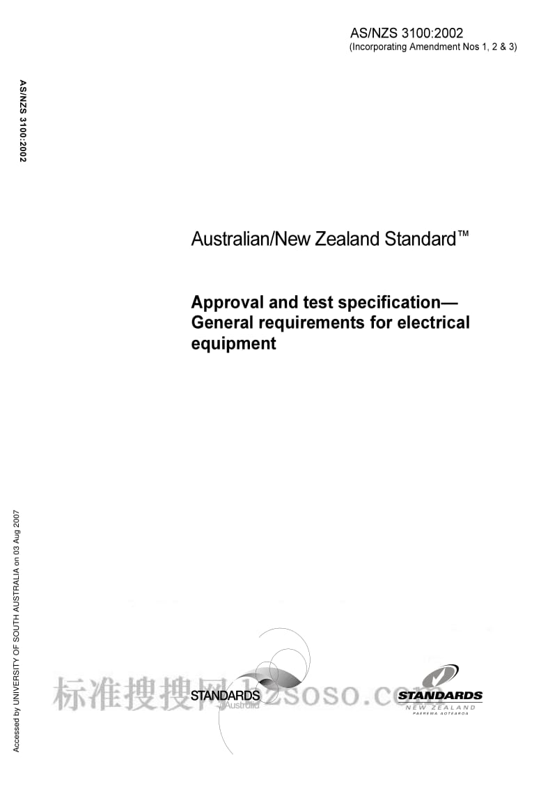 AS NZS 3100-2002 Approval and test specification— General requirements for electrical equipment.pdf_第1页