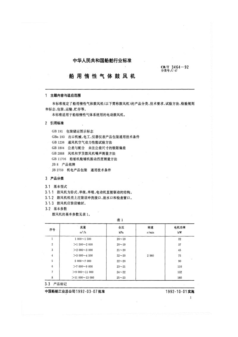 CB-T 3464-92 船用惰性气体鼓风机.pdf.pdf_第2页