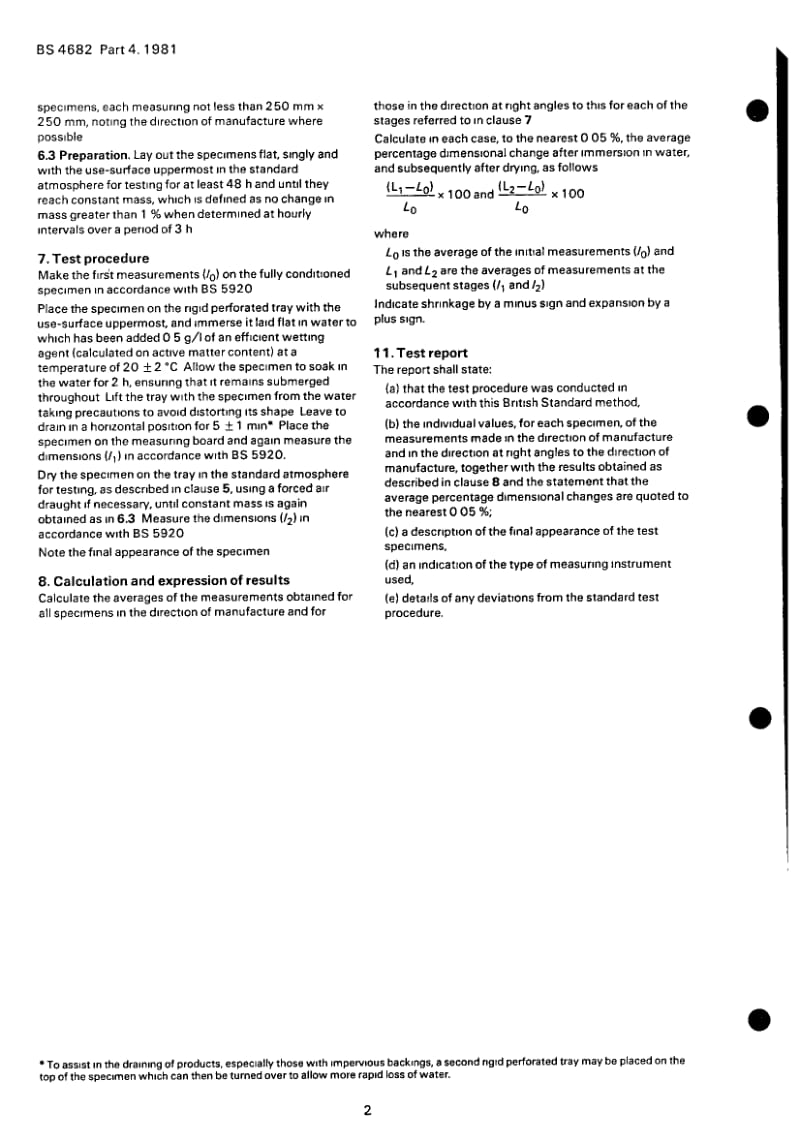 BS 4682-4-1981 Dimensional stability of texitile floor coverings Part4.Determination of dimensional changes after immersion in water.pdf_第2页