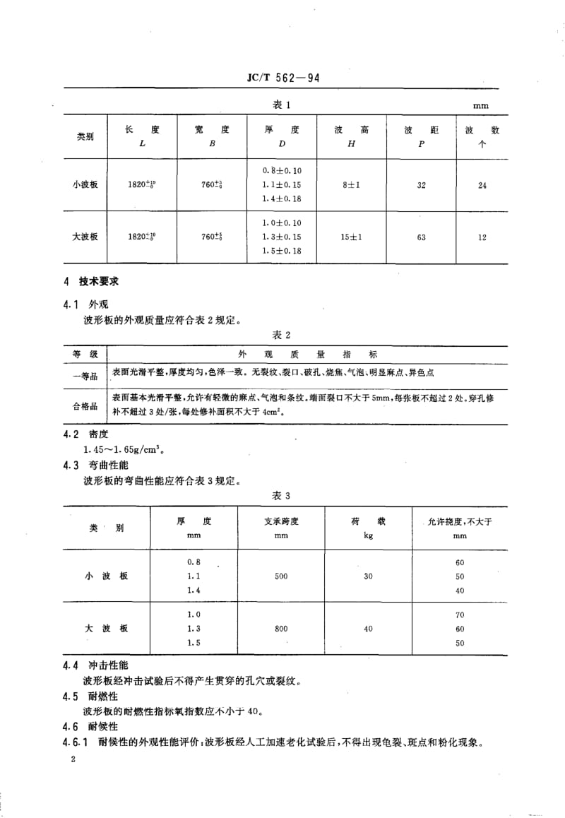 JC-T 562-1994 红泥耐侯塑料波形板.pdf.pdf_第3页