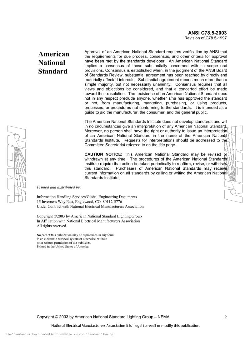 ANSI C78.5-2003 电灯 自镇流荧光灯 性能指南.pdf_第2页