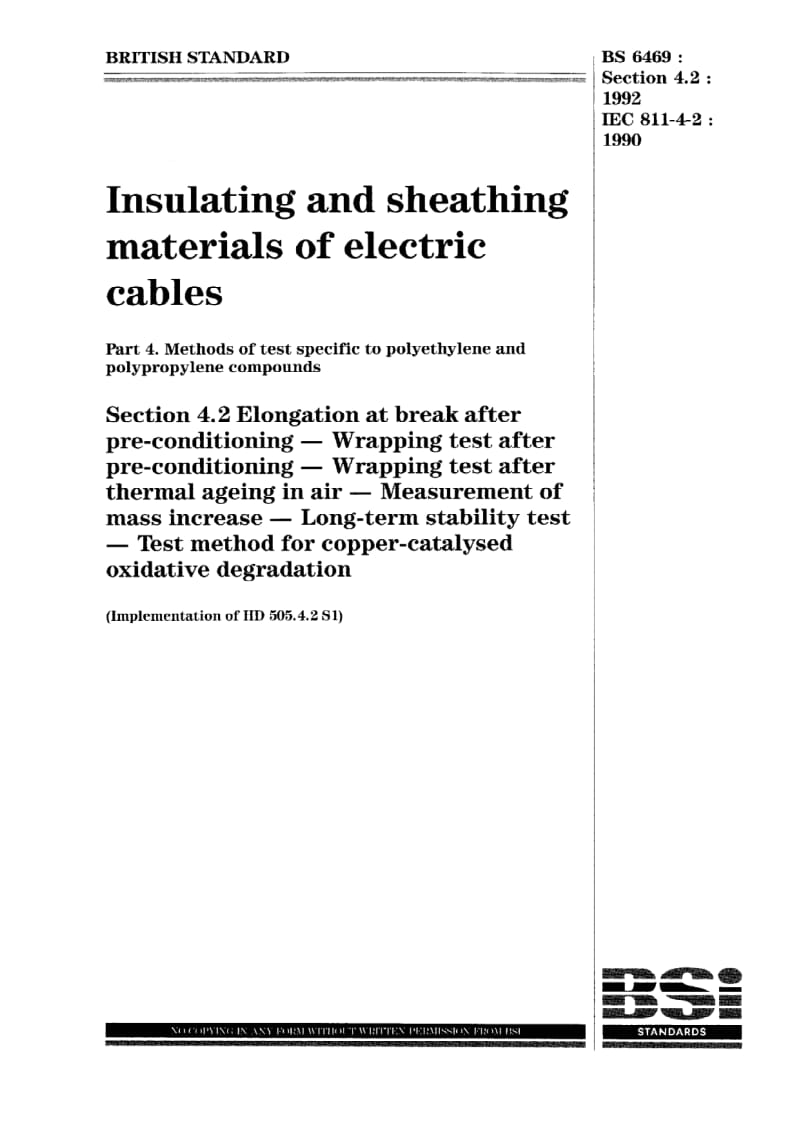 BS 6469 Sec 4.2-1992 Insulating and sheathing materials of electric.pdf_第1页