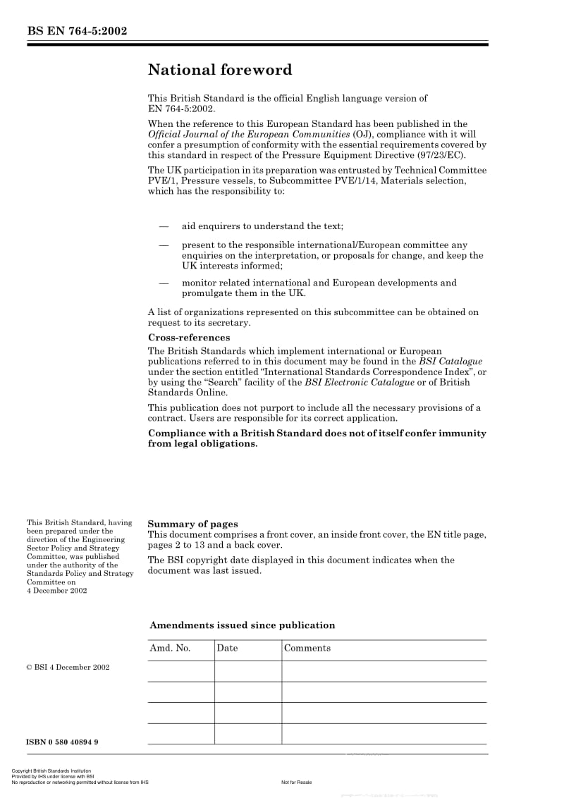 BS EN 764-5-2002 Pressure Equipment — Part 5 Compliance and Inspection Documentation of Materials1.pdf_第2页