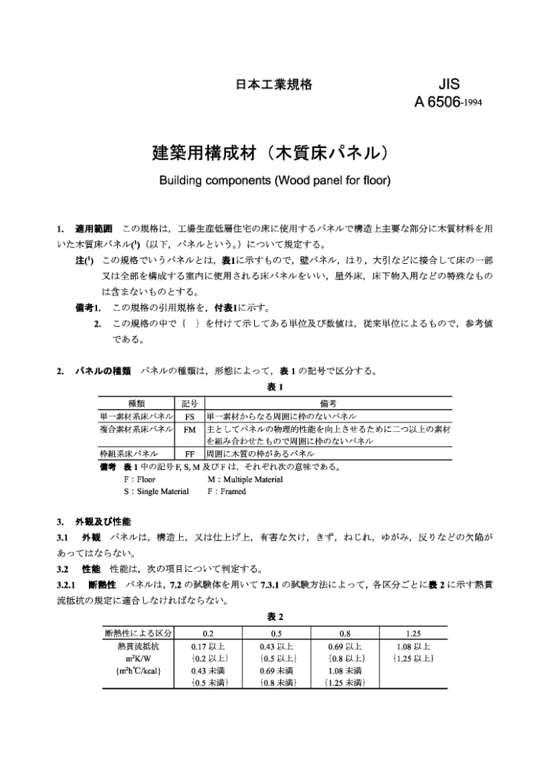 JIS A6506-1994 建筑构件(木质地面装配板).pdf.pdf_第1页