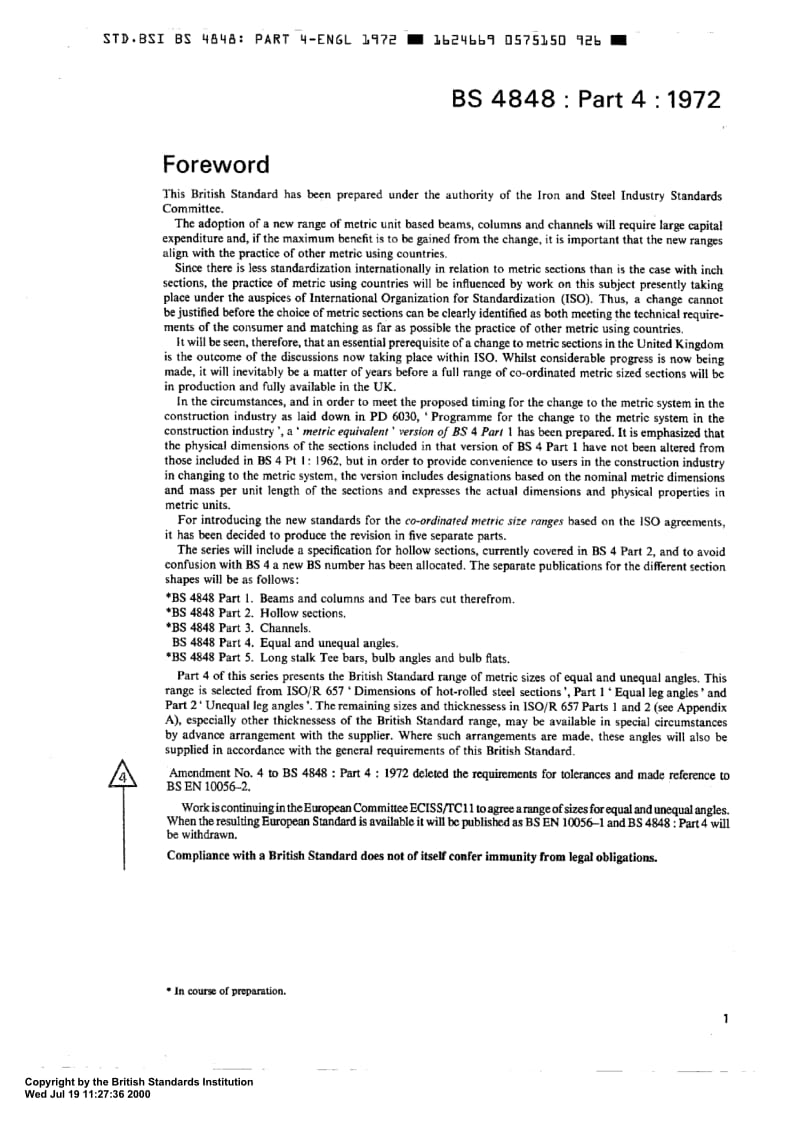 BS 4848-4-1972 Specification for hot-rolled structural steel sections. Equal and unequal angles.pdf_第3页