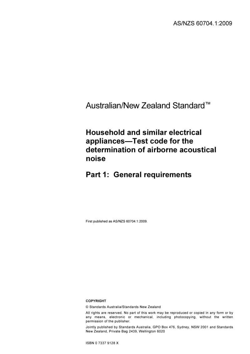 ASNZS 60704.1-2009 Household and similar electrical appliances—Test code for the determination of airborne acoustical noise Part 1 General requirements.pdf_第3页