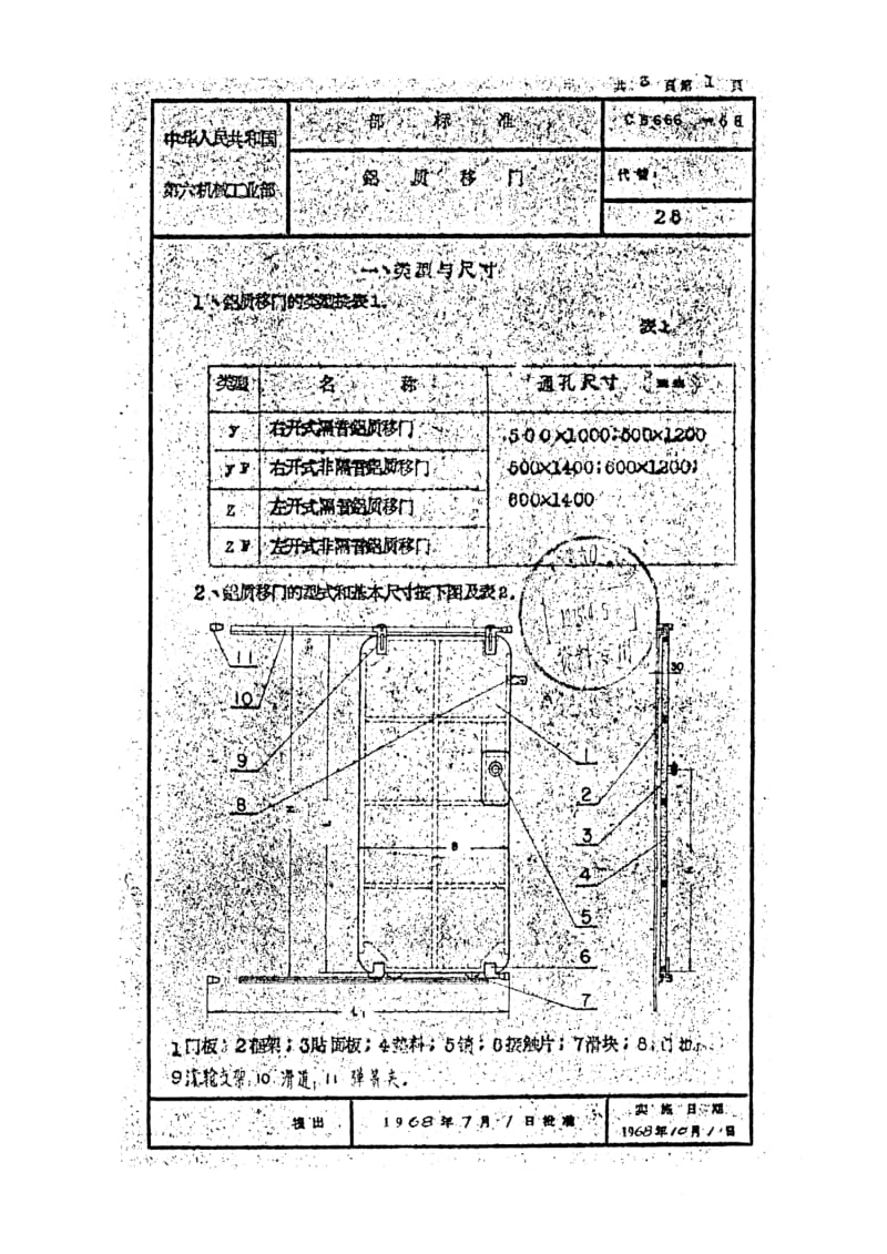 CB船舶标准-CB 666-68 铝质移门.pdf_第1页