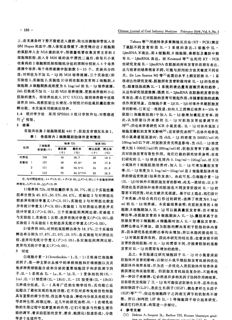 IL-1β对体外培养不同时期的小鼠早期胚胎发育的影响.pdf_第2页