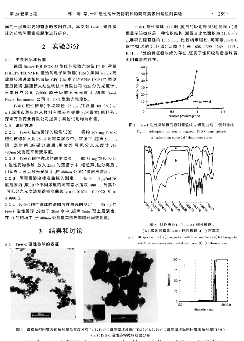 一种磁性纳米药物载体的阿霉素吸附与脱附实验.pdf_第2页