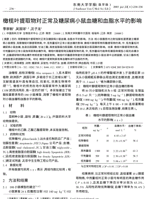 橄榄叶提取物对正常及糖尿病小鼠血糖和血脂水平的影响.pdf