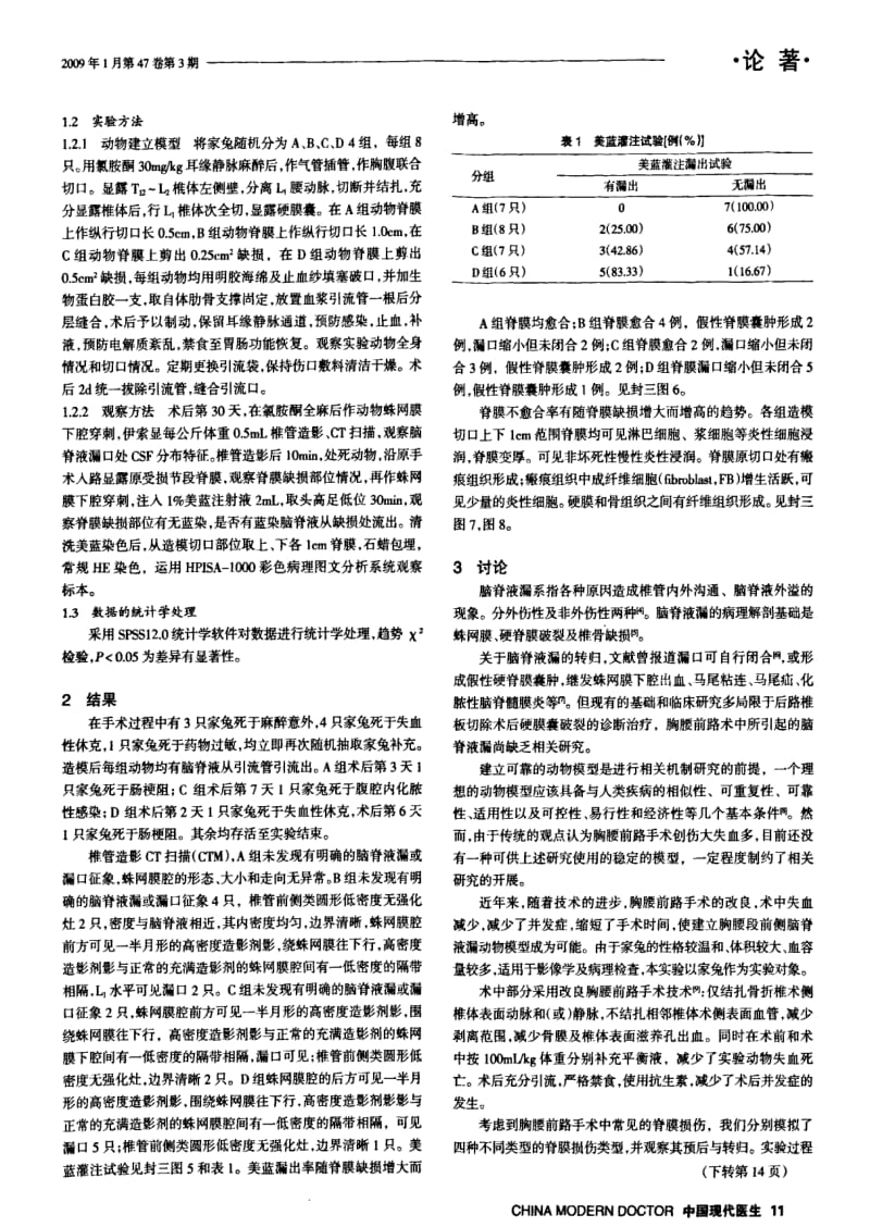 家兔胸腰段前侧脑脊液漏模型的建立.pdf_第2页