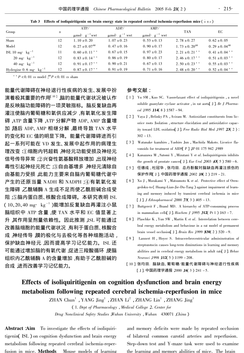 异甘草素对脑缺血再灌注小鼠认知功能障碍及能量代谢的影响.pdf_第3页