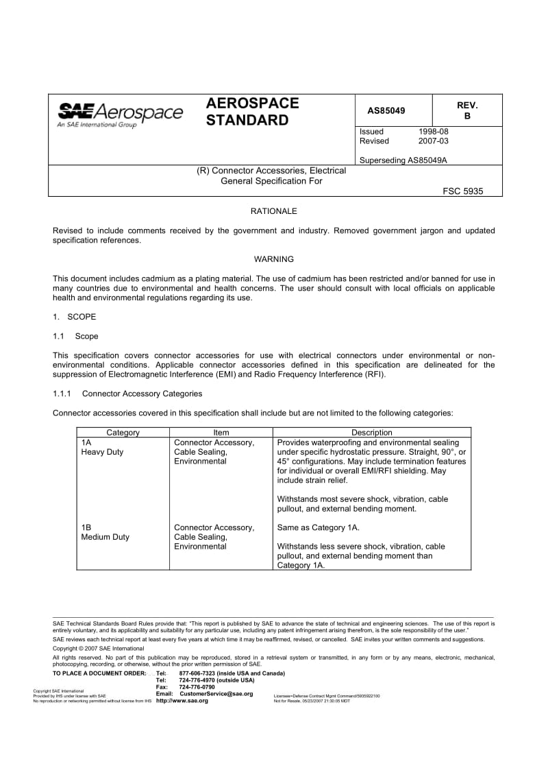 SAE AS sdfsd, Electrical General Specification For.pdf_第1页