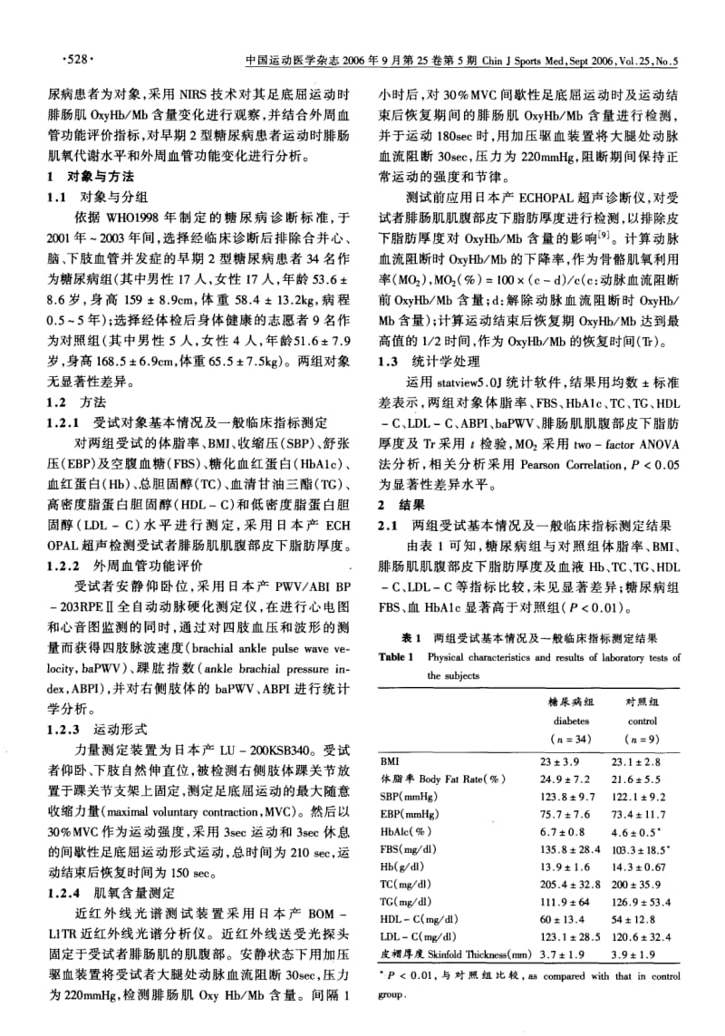 早期2型糖尿病患者运动时骨骼肌氧代谢及外周血管功能变化.pdf_第2页