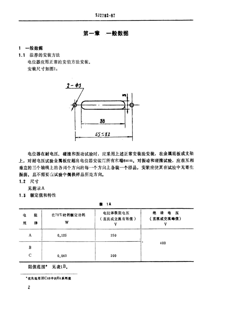 [电子标准]-SJ 2792-1987 电子元件详细规范：WH20-1型低功率电位器 评定水平E.pdf_第3页