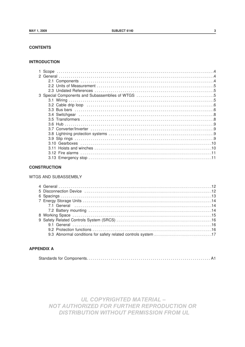 UL 6140-2009 Outline of Investigation for Wind Turbine Generating Systems.pdf_第3页