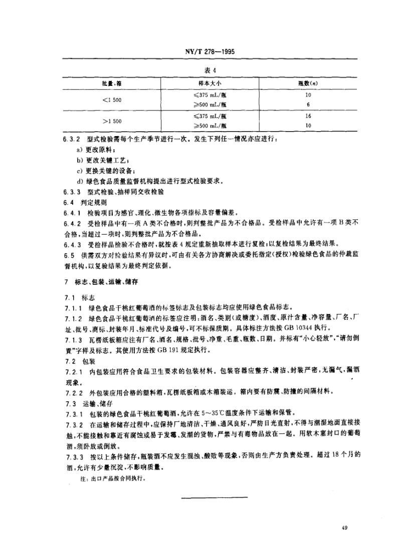 [农业标准]-NYT278-1995绿色食品 干桃红葡萄酒.pdf_第3页