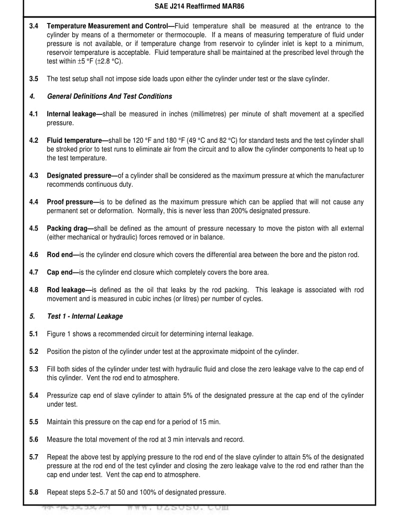 SAE J214-1986 HYDRAULIC CYLINDER TEST PROCEDURE.pdf_第2页