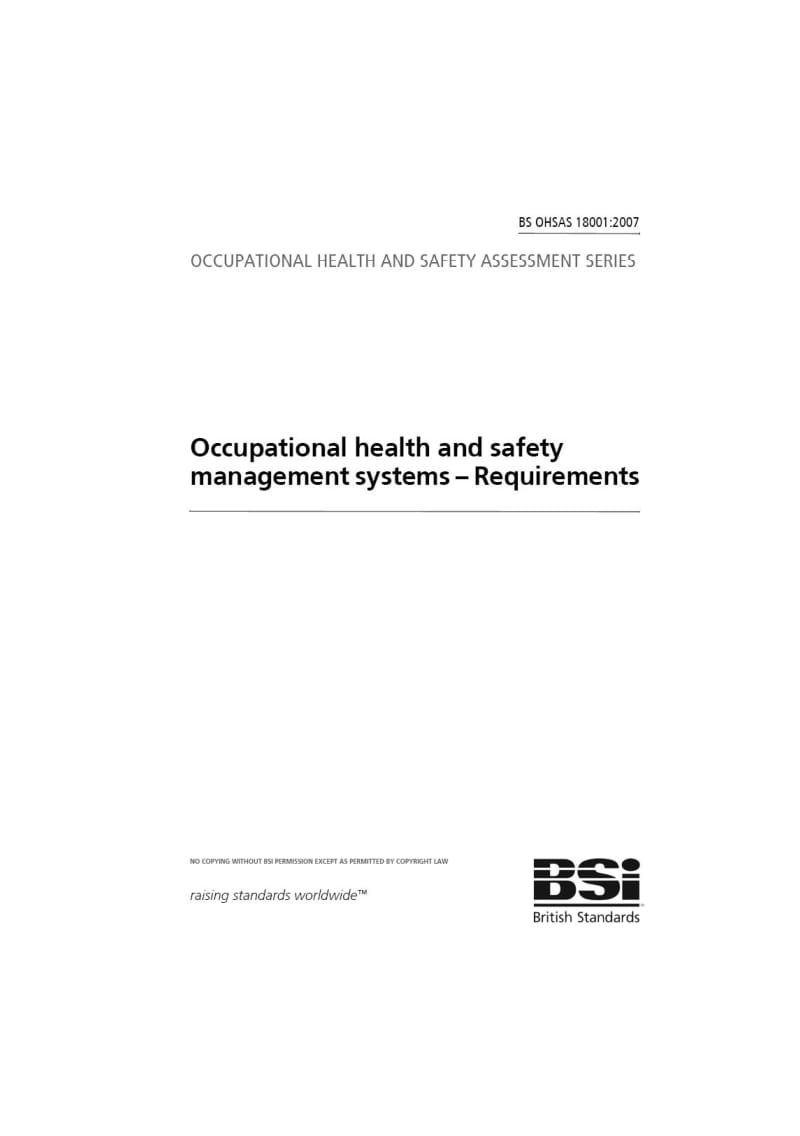 OHSAS 18001-2007 Occupational health and safetymanagement systems – Requirements.pdf_第1页