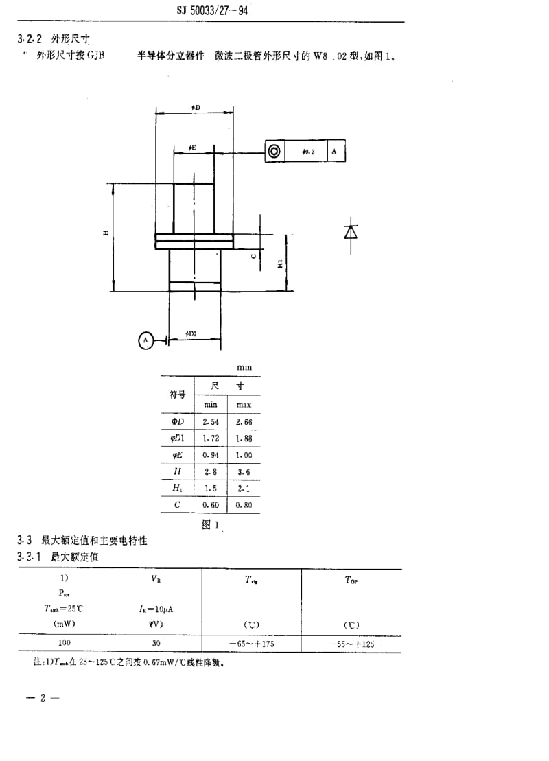 [电子标准]-SJ 50033.27-1994 半导体分立器件2EC600系列砷化镓变容二极管详细规范.pdf_第3页