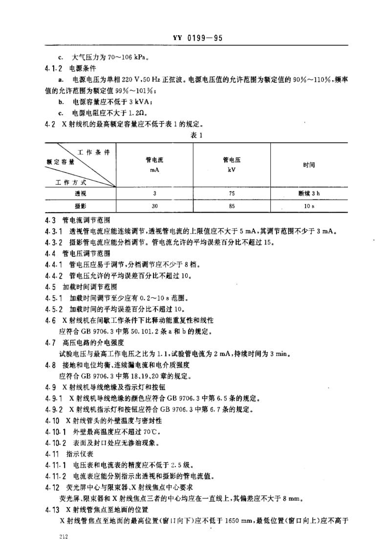 YY 0199-95 30 mA 医用诊断 X 射线机.pdf_第2页