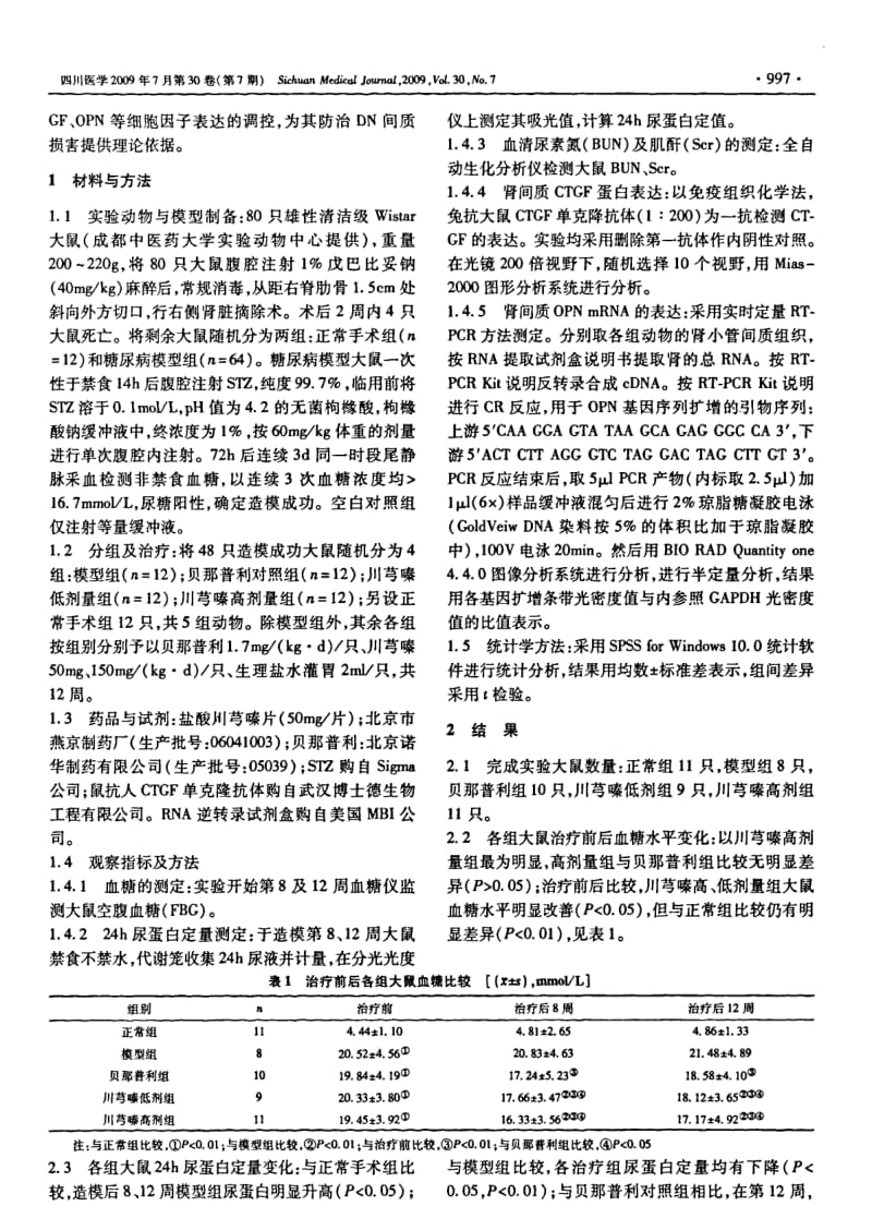 川芎嗪对糖尿病大鼠肾保护作用及肾间质结缔组织因子及骨桥蛋白表达的影响.pdf_第2页