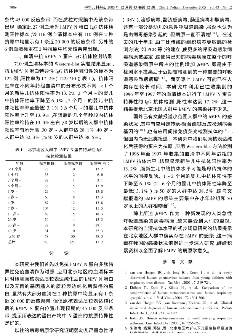 北京地区人群中人偏肺病毒血清抗体水平的初步调查.pdf_第3页