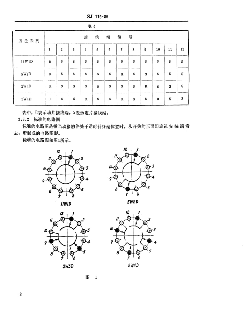 [电子标准]-SJ 119-1986 中心安装的KX01型旋转片式开关(低电负荷) 最多12位、最大直径55毫米.pdf_第3页