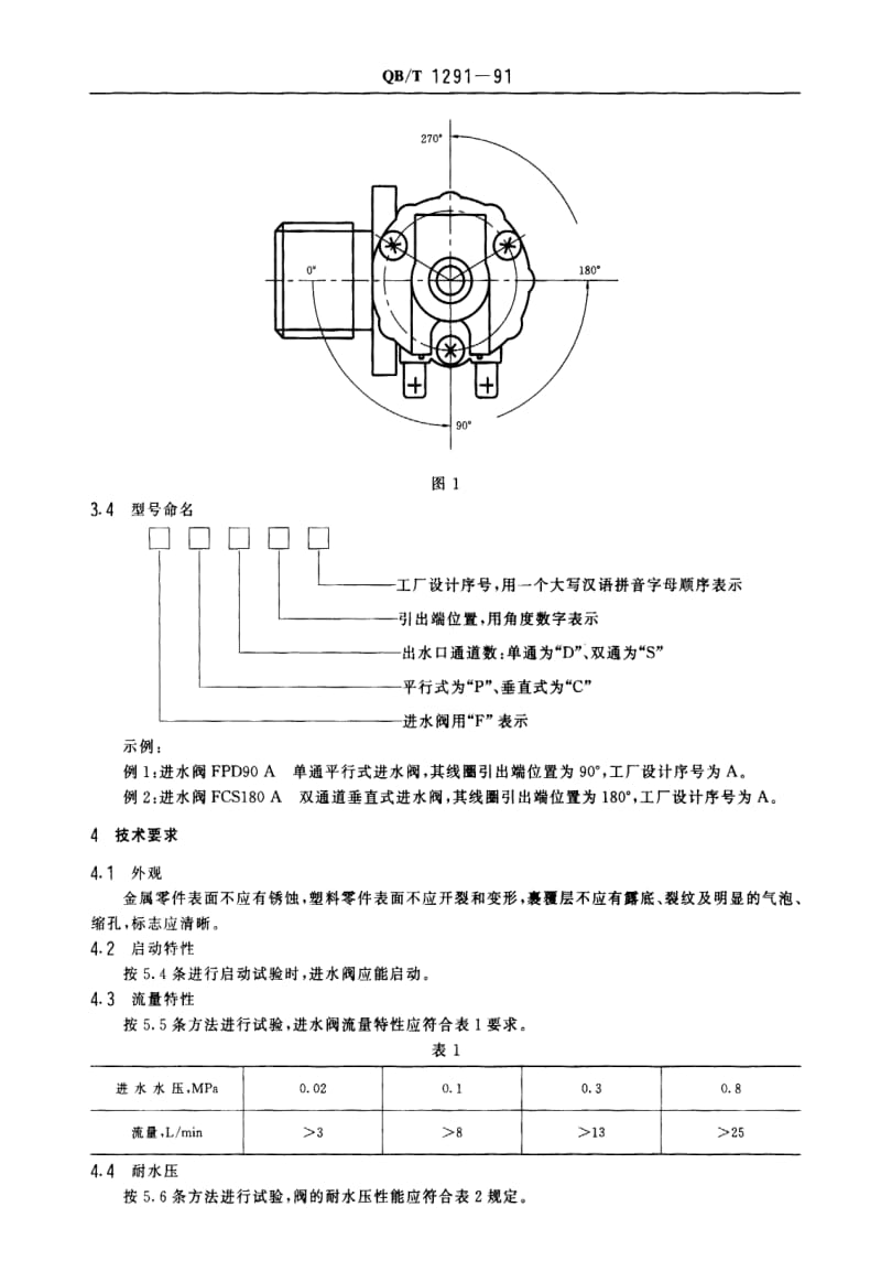 [轻工标准]-QBT 1291-1991 自动洗衣机用进水电磁阀.pdf_第2页