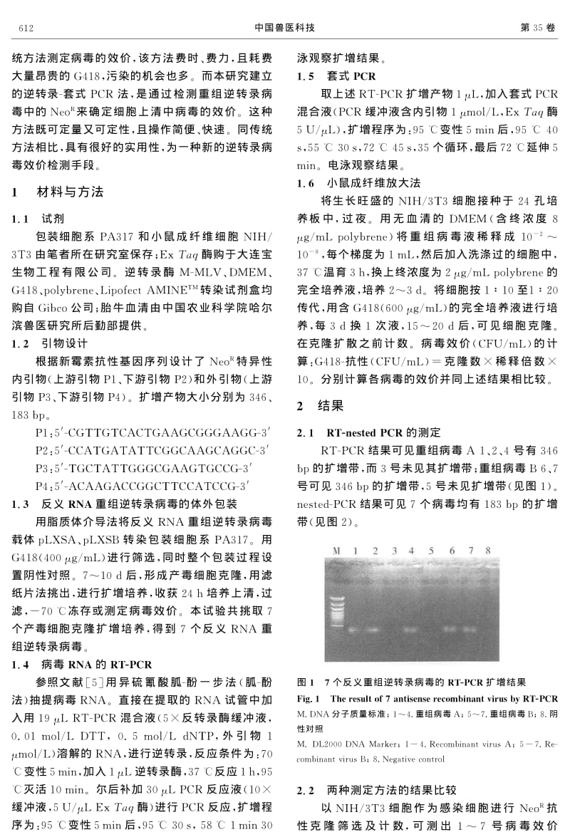 反义RNA重组逆转录病毒逆转录套式PCR检测方法的建立.pdf_第2页