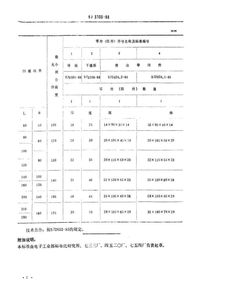 [电子标准]-SJ 3103-1988 冷冲模 弹压导板模对角导柱模架.pdf_第2页