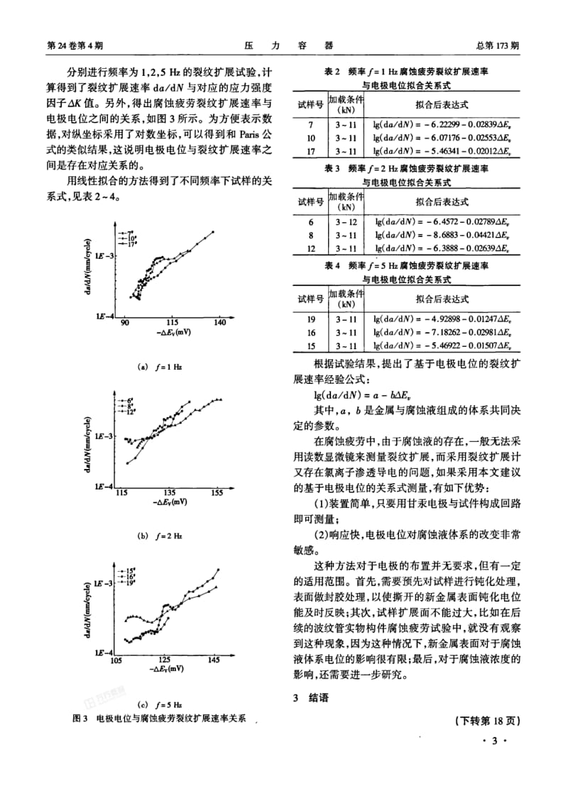 不锈钢腐蚀疲劳裂纹扩展速率与电极电位关系的研究.pdf_第3页