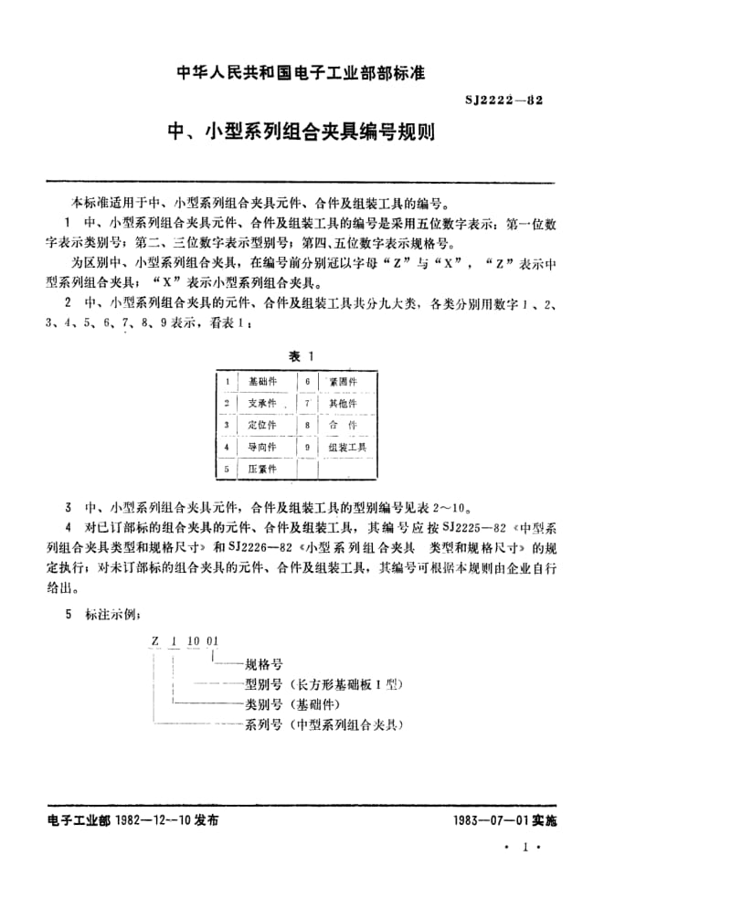 [电子标准]-SJ 2222-1982 中、小型系列组合夹具编号规则.pdf_第2页