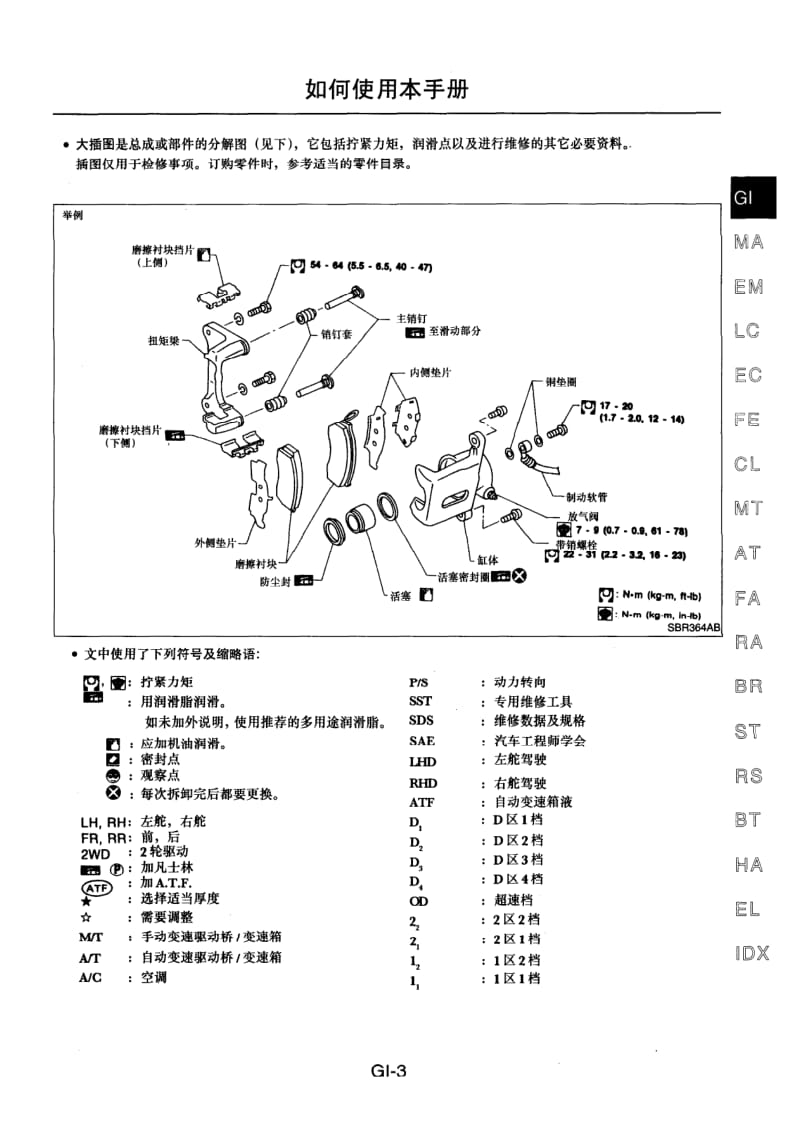 NISSAN B14维修手册增补本-3-GI.pdf_第3页