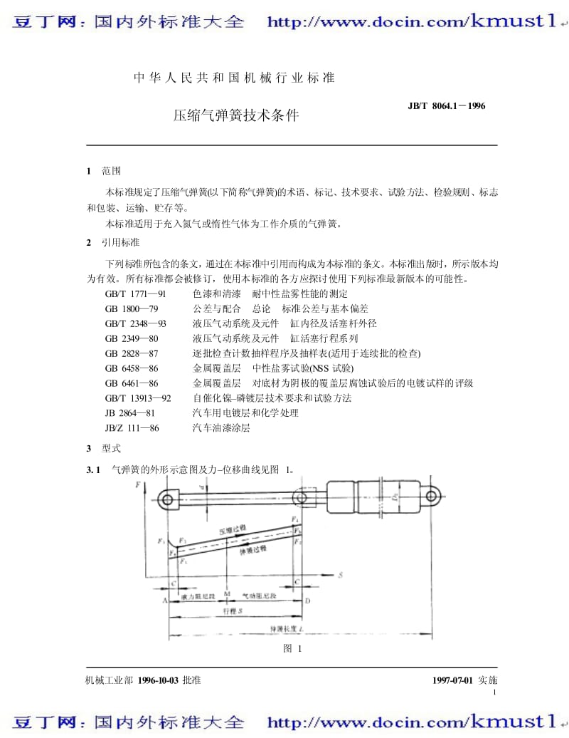 【JB机械标准大全】JBT 8064.1-1996 压缩气弹簧技术条件.pdf_第3页